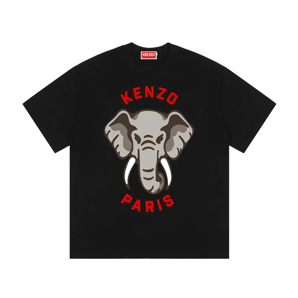 Kenzo 'KENZO ELEPHANT' 'VARSITY JUNGLE' OVERSIZE T-SHIRT Elephant print LOGO Color: Black White Size: M L XL XXL Three standards available Style number: K 75